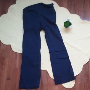 Navy maternity linen wide leg roll down pant sz s